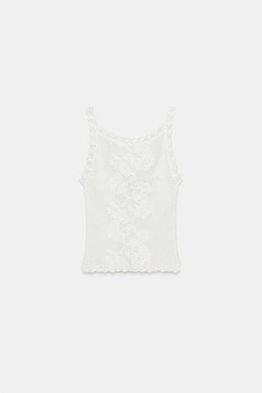 TOP EN MAILLE RÉSILLE DOS NU - Blanc de Zara - Image 4
