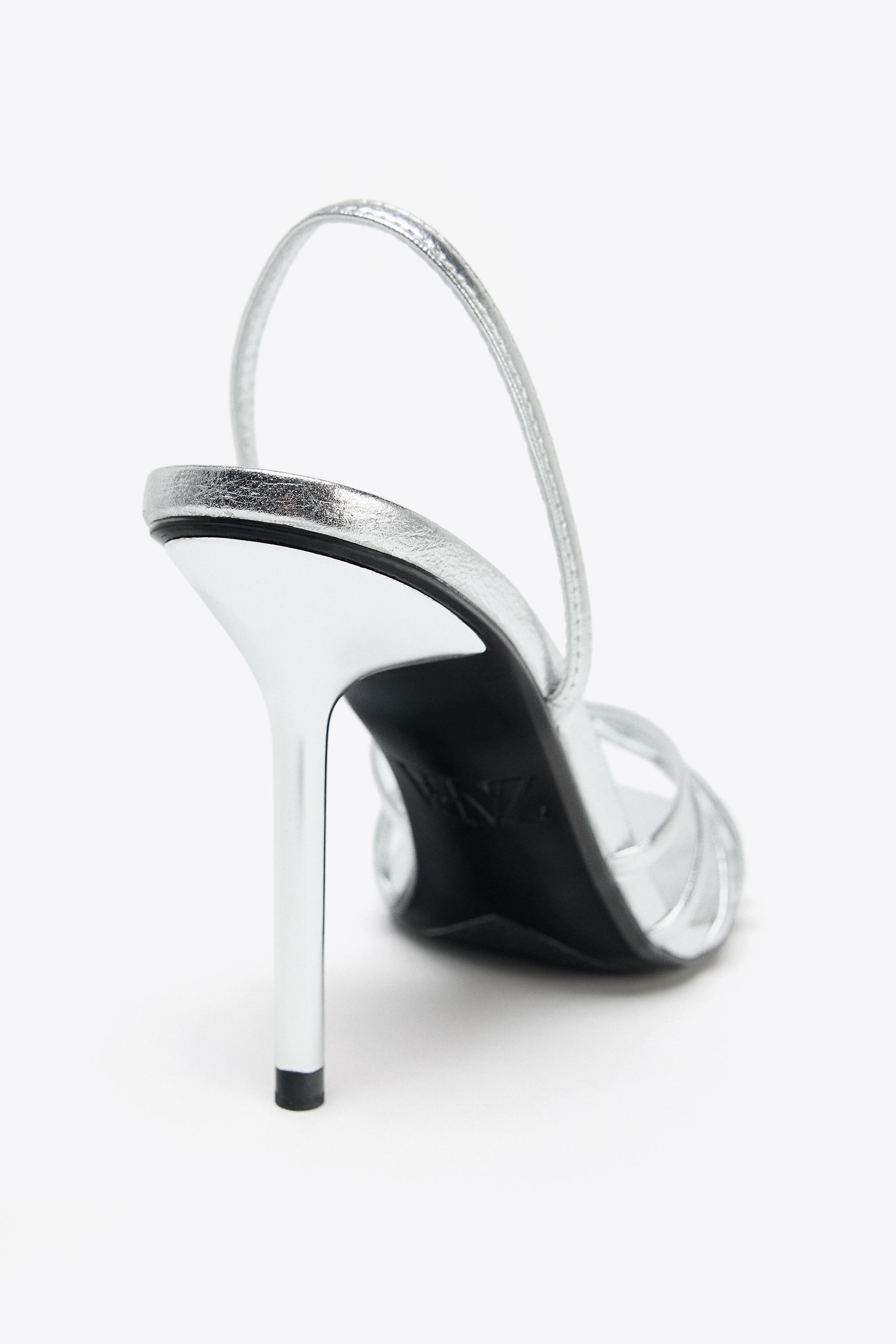 METALLIC EFFECT HEELED SANDALS - Gold | ZARA United States