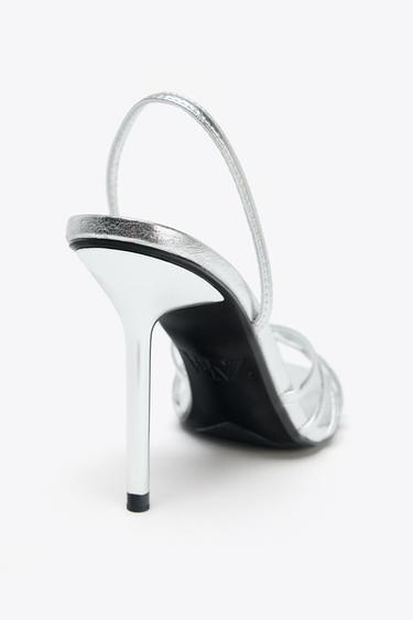 METALLIC-EFFECT HIGH-HEEL SANDALS - Silver by Zara - Image 6