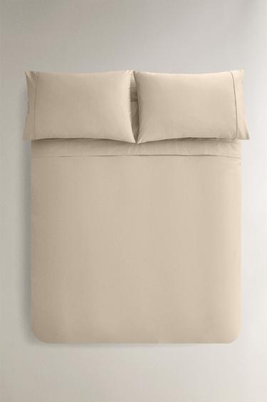 PERCALE DUVET COVER (300 THREAD COUNT) - Beige by Zara