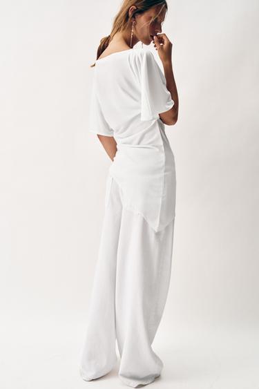 ASYMMETRIC DRAPED TOP - Oyster-white by Zara - Image 5