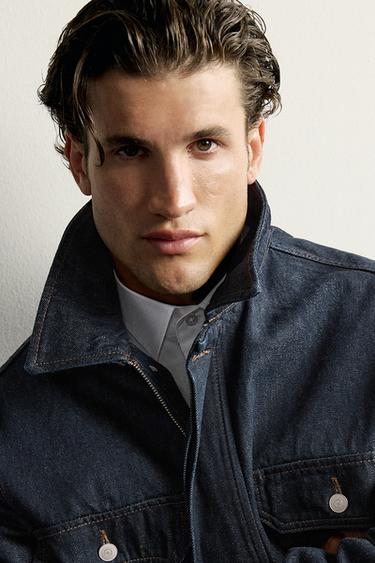 CROPPED FIT ZIP-UP DENIM JACKET — Indigo 2