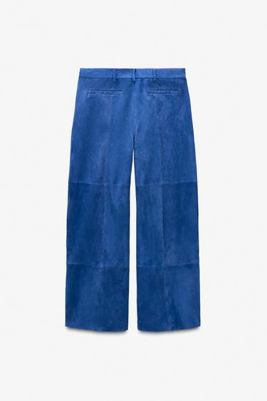 LIMITED EDITION BAGGY SUEDE LEATHER TROUSERS - Electric blue by Zara - Image 4