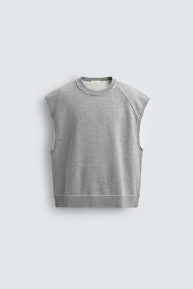 Zara IRREGULAR HEM VEST SWEATSHIRT - Gray