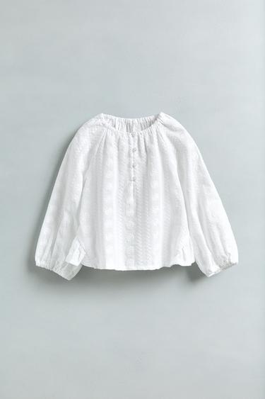 BLOUSE MET GEBORDUURDE BLOEMEN - Wit van Zara