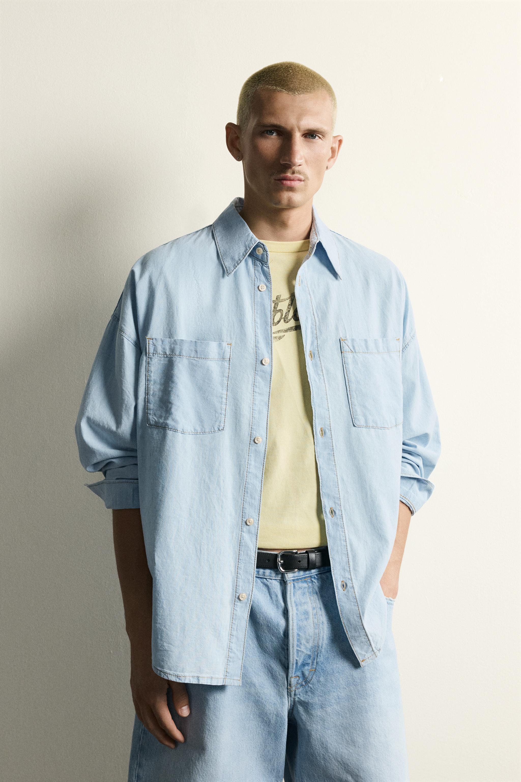 LIGHTWEIGHT WASHED DENIM SHIRT
