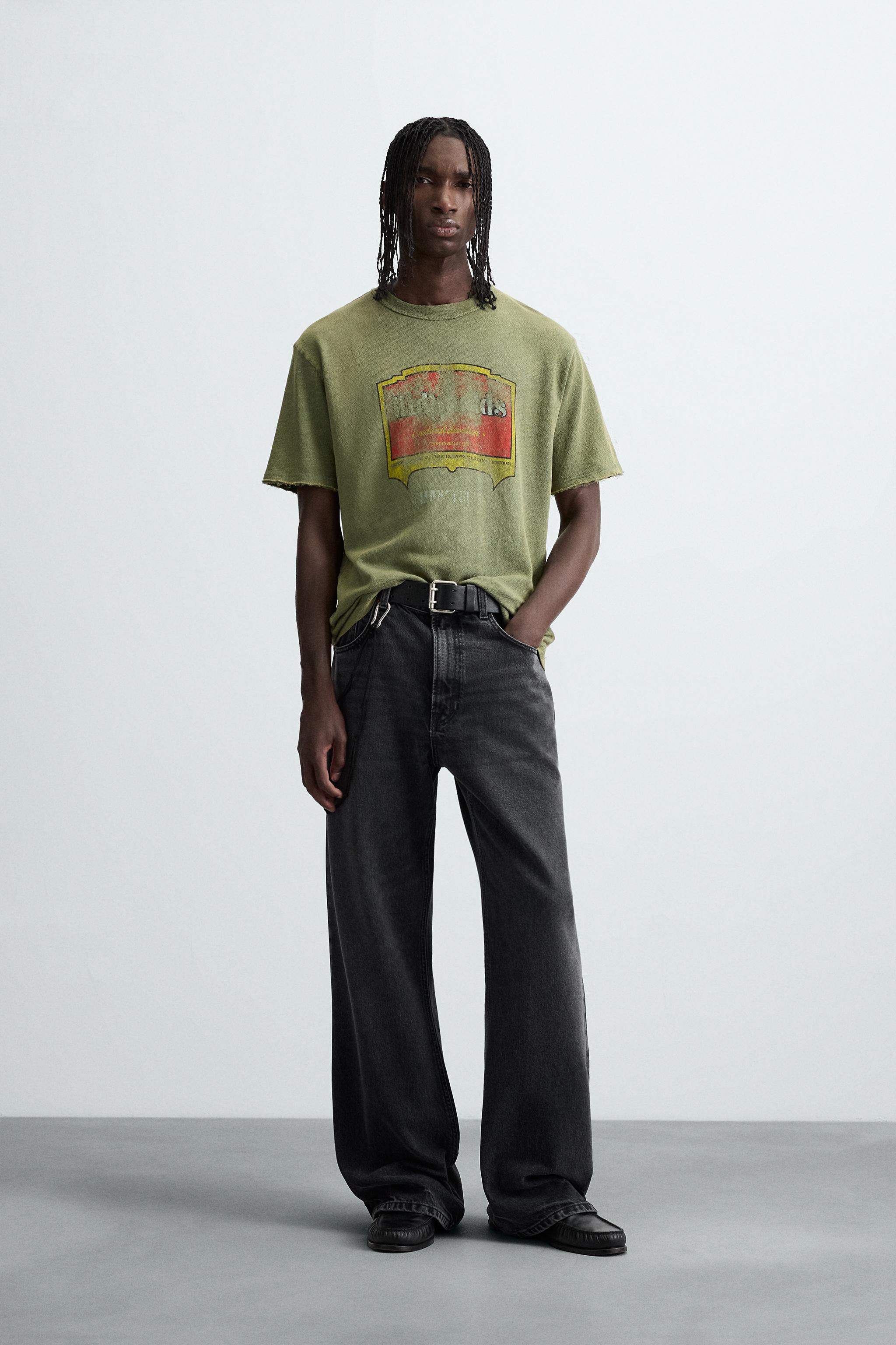 WASHED PRINT KNIT T-SHIRT