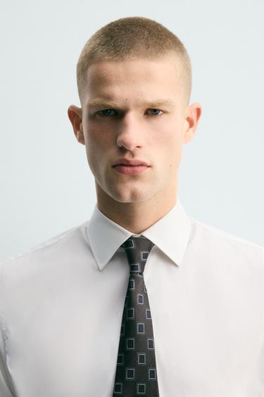 CORBATA JACQUARD GEOMÉTRICO 100% SEDA - Marrón de Zara - Imagen 0