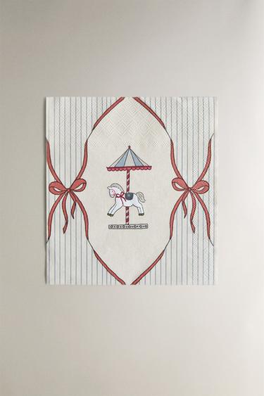 PACK OF CHILDREN'S CHRISTMAS CAROUSEL PAPER NAPKINS (PACK OF 20) - Multicoloured by Zara
