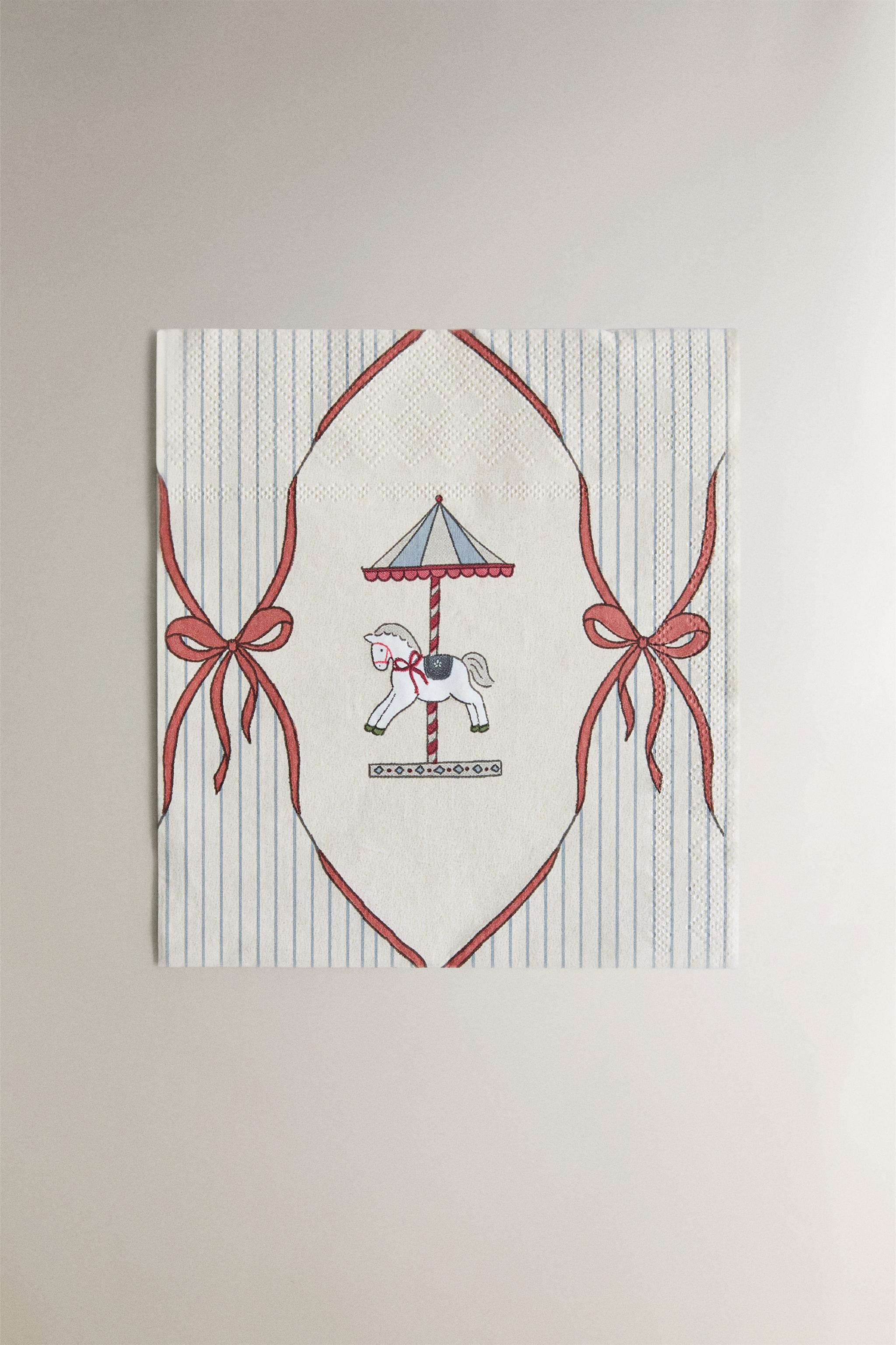 SET OF CHILDREN'S CHRISTMAS CAROUSEL PAPER NAPKINS (SET OF 20)