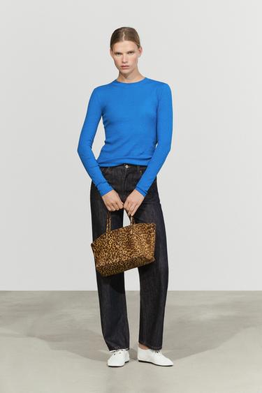 T-shirt en maille mélange coton et cachemire - Bleu moyen de Zara - Image 0