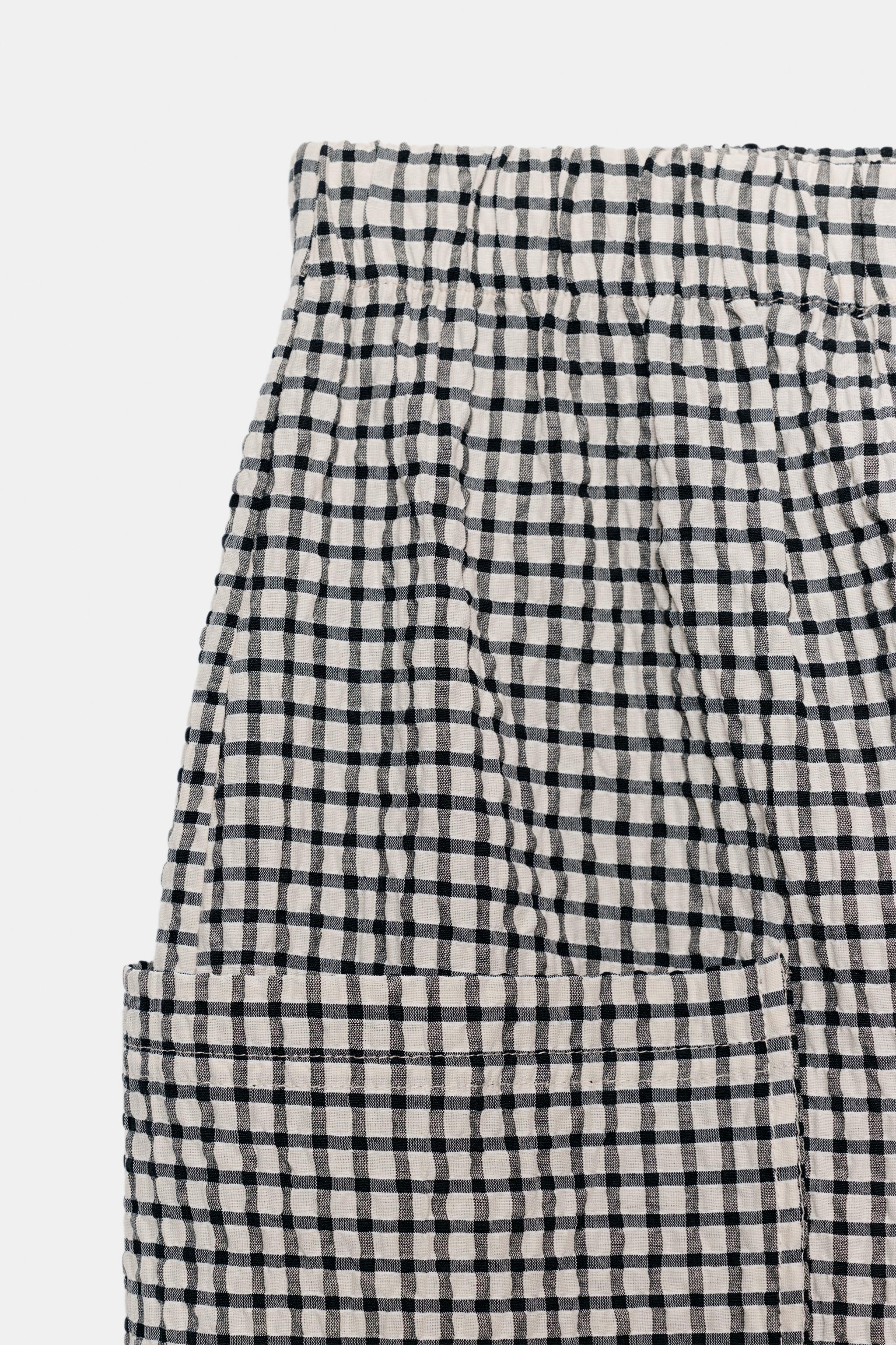 PLAID ELASTIC WAIST PANTS