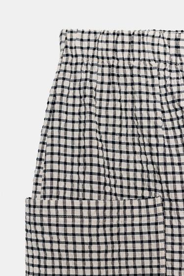 CHECK TROUSERS WITH ELASTIC WAIST - Black / White by Zara - Image 8