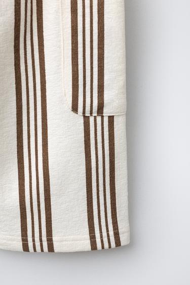 PANTALON À RAYURES - Écru / Marron de Zara - Image 3