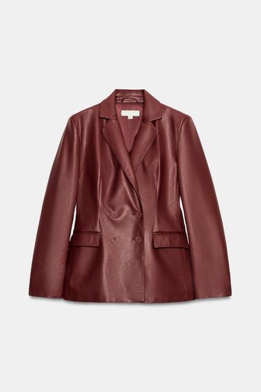 BLAZER EFECTO PIEL - Rojo claro de Zara - Imagen 0