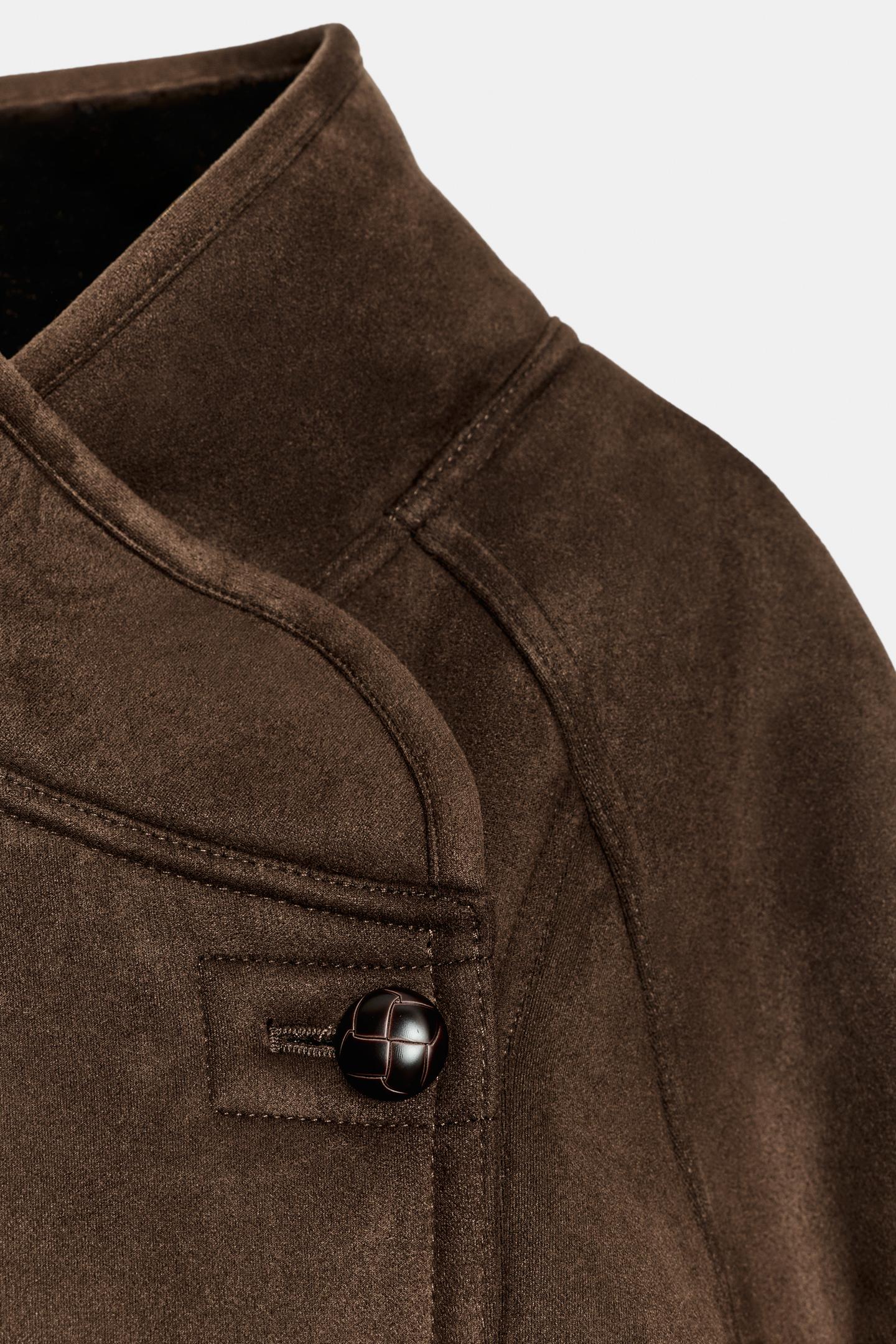 Женская куртка Zara ZW Collection Combined Faux Fur Effect, цвет: Коричневый — фото 9