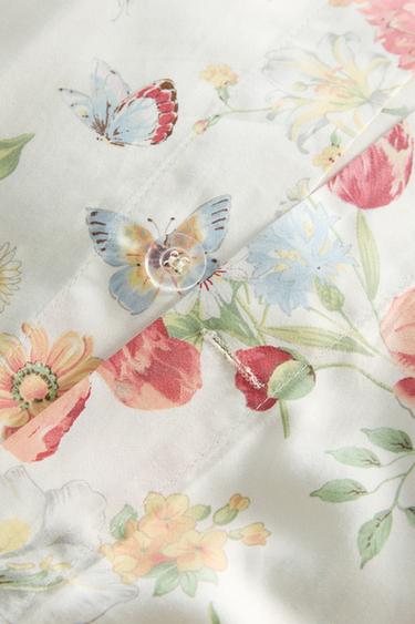 SATIN FLAT SHEET WITH FLORAL PRINT - Oyster-white by Zara - Image 3