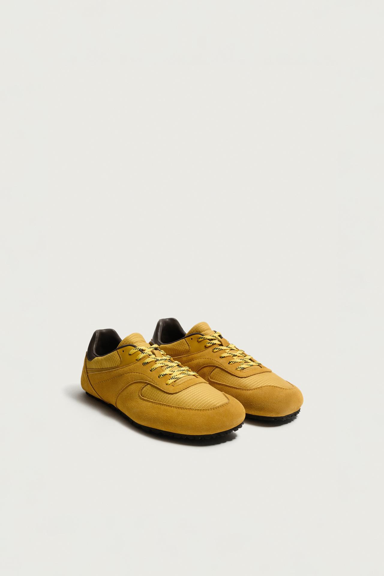 BAREFOOT LEATHER DETAIL SNEAKERS — Yellow