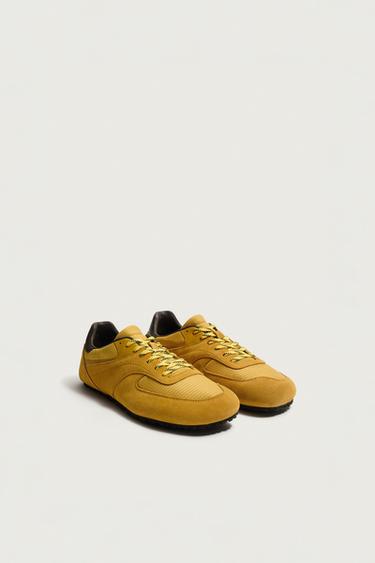 BAREFOOT LEATHER DETAIL SNEAKERS — Yellow 1