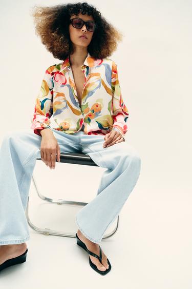 FLORAL PRINT SATIN SHIRT - Multicoloured by Zara