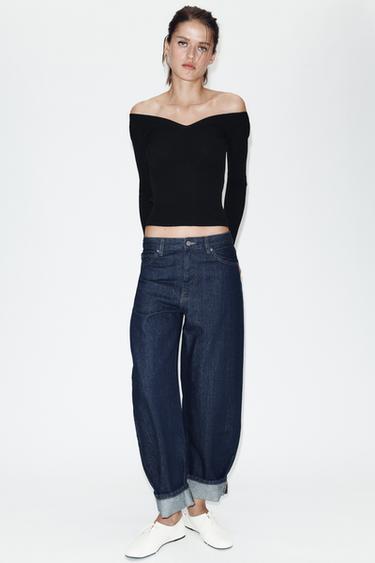 Zara ZW COLLECTION MID-RISE BALLOON JEANS - Blue