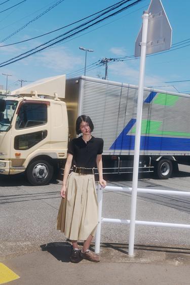 BELTED COMBINATION DRESS - Sand / Black by Zara