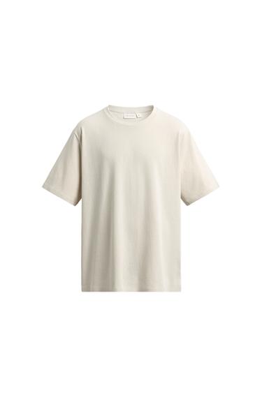 CAMISETA REGULAR FIT MEZCLA ALGODÓN - Beige claro de Zara