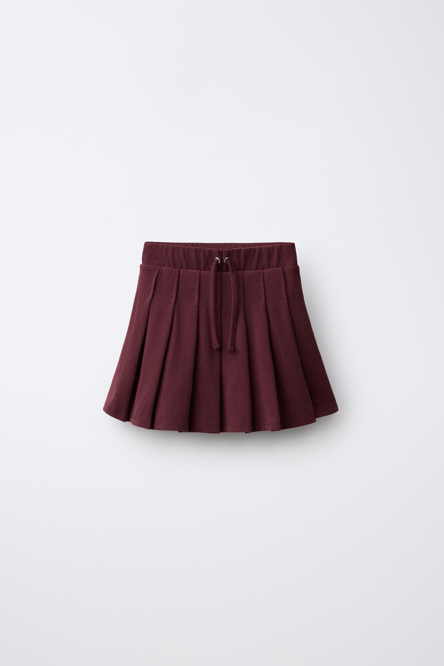 Детская юбка Zara Plain Pleated, цвет: Баклажановый — фото 2
