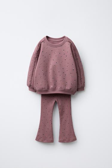 SETELAN SWEATSHIRT DAN LEGGING BUNGA - Pink dari Zara