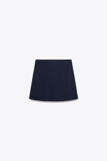 KNIT MINI SKIRT WITH TRIM - Navy blue by Zara - Image 3
