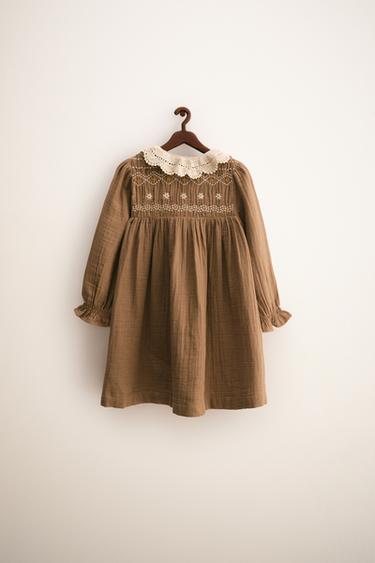 ZARA TIMELESS - CROCHET COLLAR DRESS - camel by Zara - Image 1