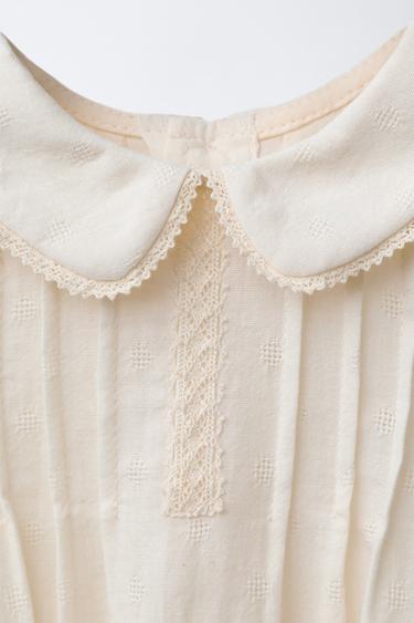 LACE PIN TUCK BODYSUIT - Ecru by Zara - Image 4