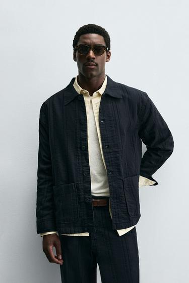 SOBRECAMISA JACQUARD RAYAS - Marino de Zara