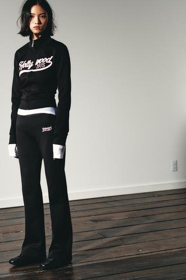 Zara TEXT ZIP-UP SWEATSHIRT - Black - Image 0
