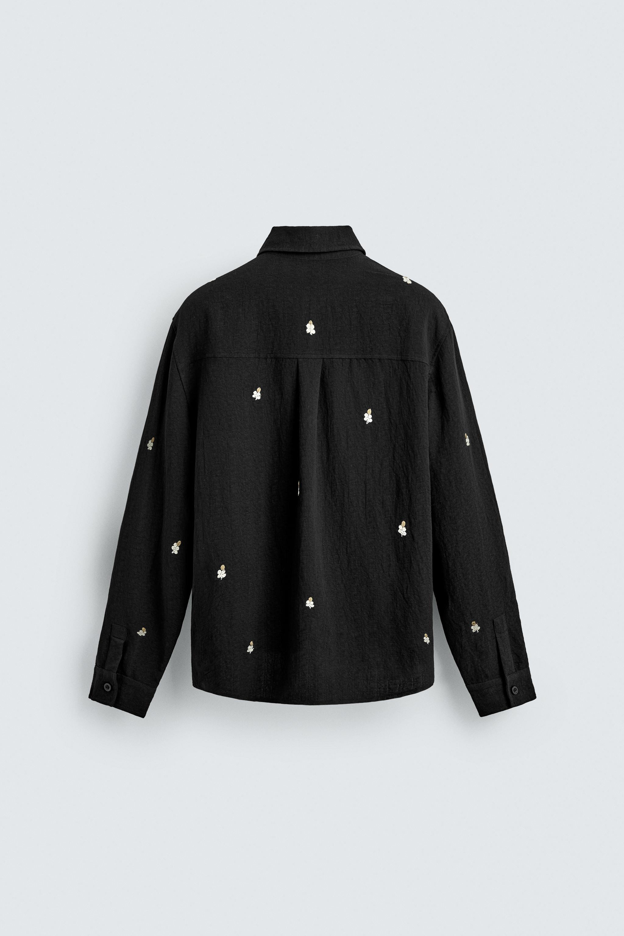 EMBROIDERED FLOWY SHIRT - Black | ZARA United States