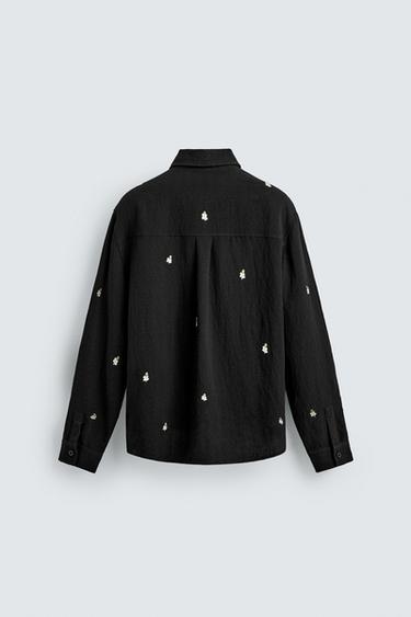 EMBROIDERED FLOWING SHIRT - Black by Zara - Image 8