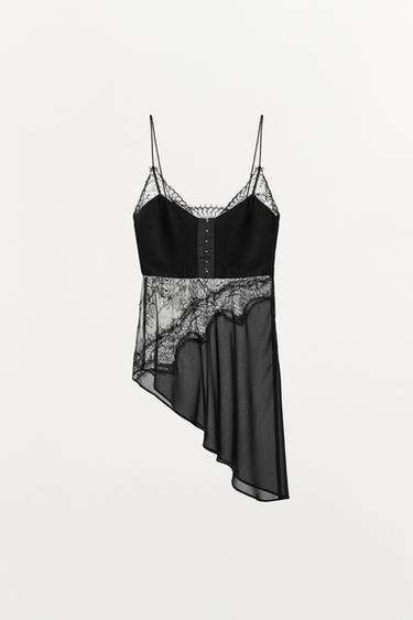 TOP BRETELLES DENTELLE - Noir de Zara - Image 4