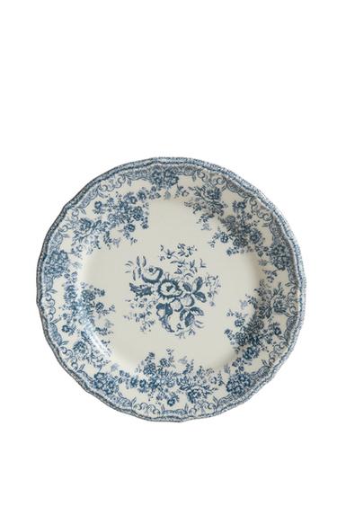 PRATO DE SOBREMESA DE CERÂMICA COM ESTAMPA FLORAL - Azul da Zara