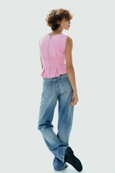 PLEATED ZIP T-SHIRT - Pink by Zara - Image 4