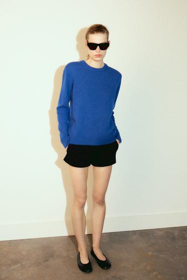 CASHMERE AND WOOL LONG SLEEVE JUMPER - Bluish by Zara