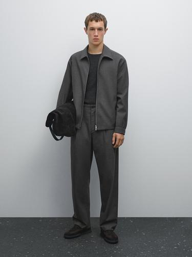 Zara Relaxed fit pinstripe trousers - Gray - Image 0