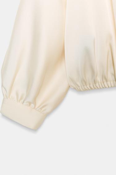 BLOUSE CACHE-CŒUR SATINÉE - Écru de Zara - Image 6