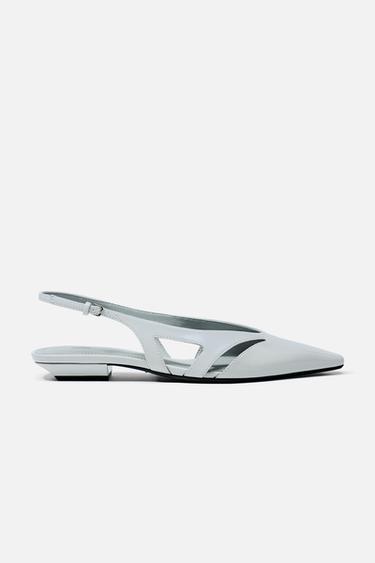 Zara POINTED TOE SLINGBACK FLATS - Light gray