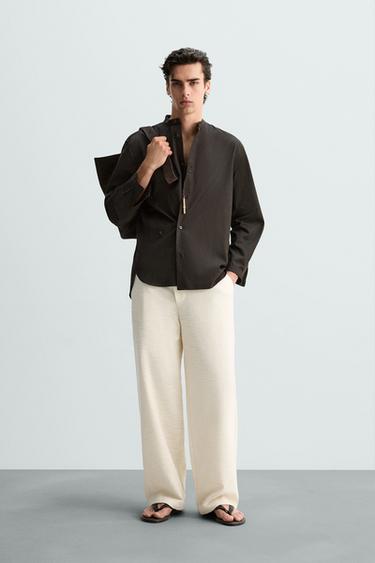 TEXTURED RELAXED FIT TROUSERS - Ecru by Zara - Image 0