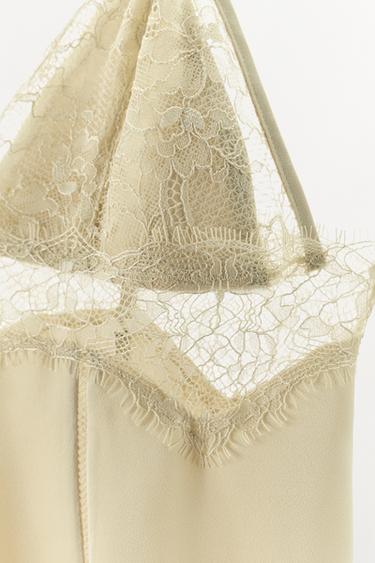 LIMITED EDITION SATIN LACE TOP - Vanilla by Zara - Image 3