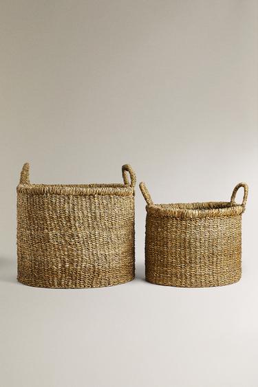 CESTO DE SEAGRASS COM ALÇAS GRANDE - Marrom da Zara - Imagem 0