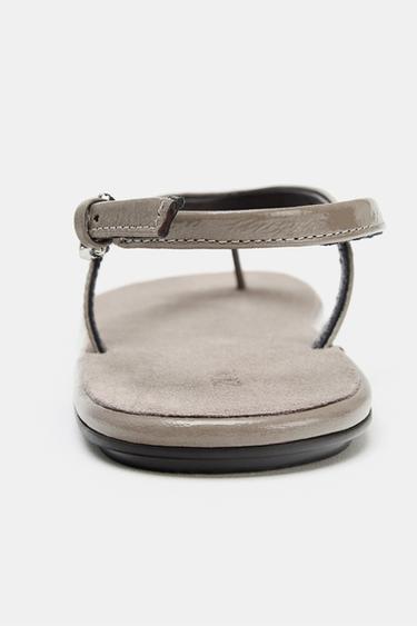 LIMITED EDITION FLAT LEATHER SANDALS - Grey by Zara - Image 5