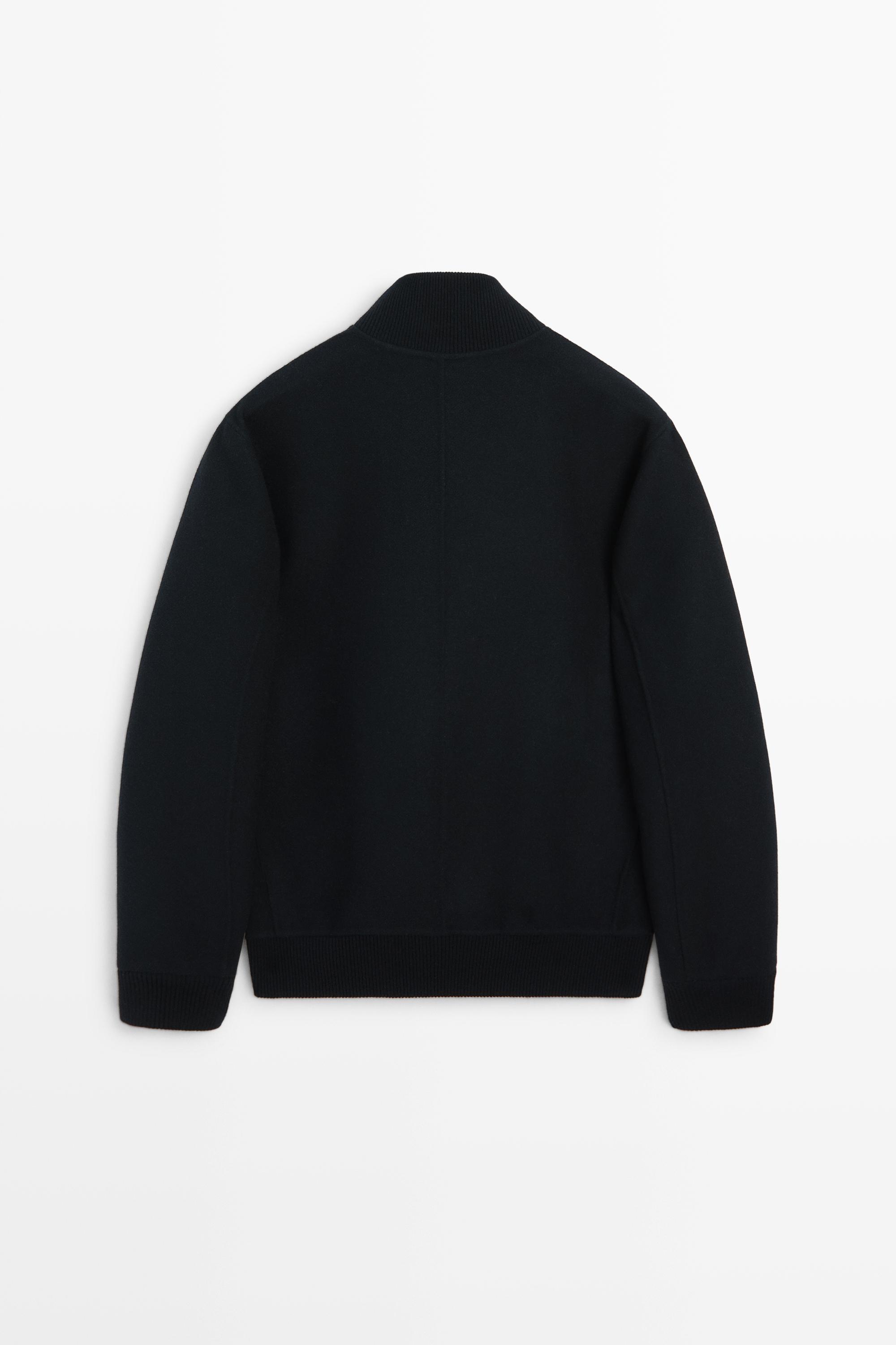 Wool blend pocket detail bomber jacket