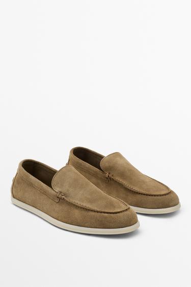Soft split leather loafers — Sandy Brown 2