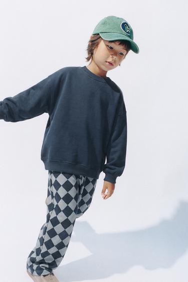 ENSEMBLE DE JOGGING SWEAT ET PANTALON À IMPRIMÉ LOSANGES - Bleu de Zara